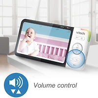 VTech RM5754HD Moniteur vidéo de bébé 1080p intelligent Wi-Fi de 5 po doté d'une caméra HD, d'une veilleuse intégrée et d'une caméra, blanc RM5754HD de VTech