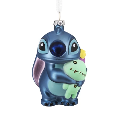 Décoration Hallmark de Noël, Stitch et Scrump, Disney, en verre