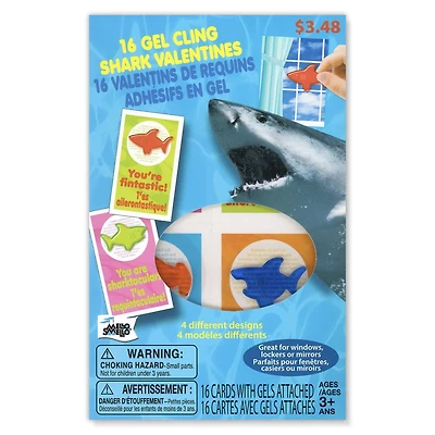 Mello Smello 16 CT Valentins De Requins Adhesifs En Gel Cartes