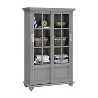 Ameriwood Home Aaron Lane Bookcase with Sliding Glass Doors, White