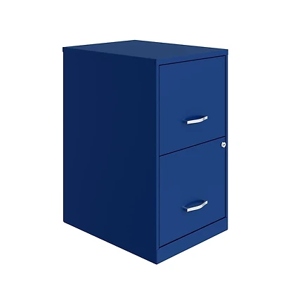 Space Solutions 18 inch 2 Drawer Metal File Cabinet, Classic Blue, 18 inch 2 Drawer Metal Cabinet