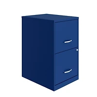 Space Solutions 18 inch 2 Drawer Metal File Cabinet, Classic Blue, 18 inch 2 Drawer Metal Cabinet