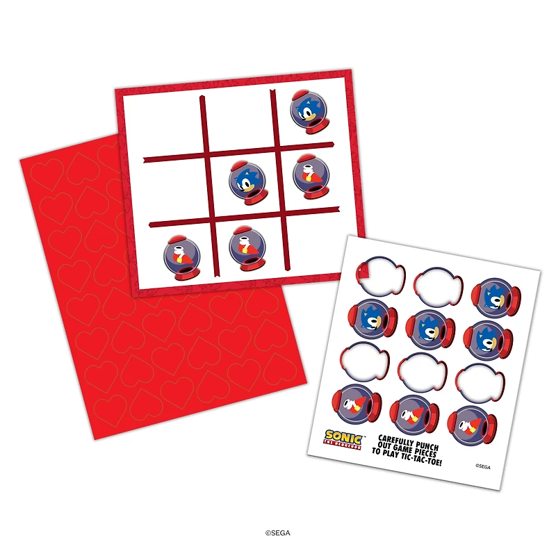 Cartes de Saint-Valentin Sonic The Hedgehog, 16 cartes de vœux pour l'échange en classe, jeu de morpion pour enfants