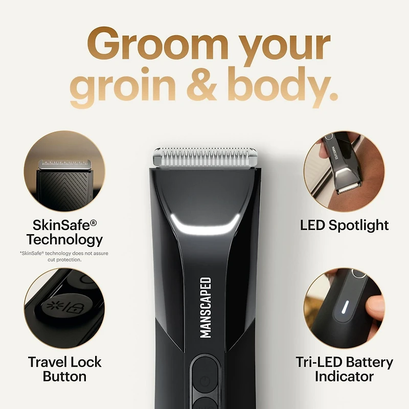 MANSCAPED® The Lawn Mower® 4.0 Pro Men's Groin & Body Hair Trimmer with Additional SkinSafe™ Replacement Blade, Men's Electric Shaver