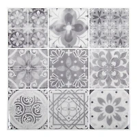 Truu Design Tuiles murales auto-adhésives Peel and Stick Accent Unique, 10 x 10 pouces, gris, 6 pièces