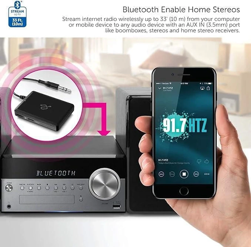 Récepteur audio Bluetooth d’Aluratek avec batterie intégrée