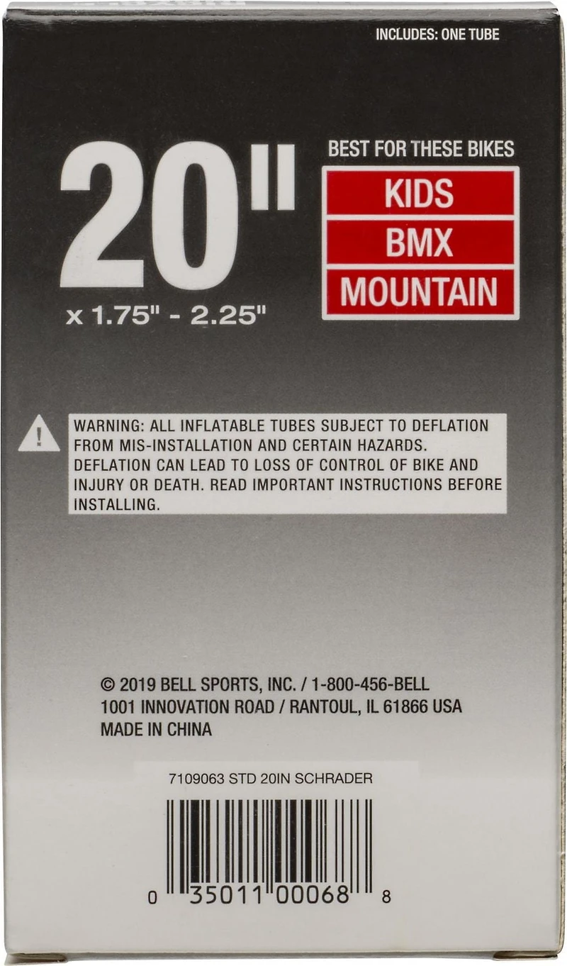 Bell Sports Standard 20" Bicycle Tube, 20"