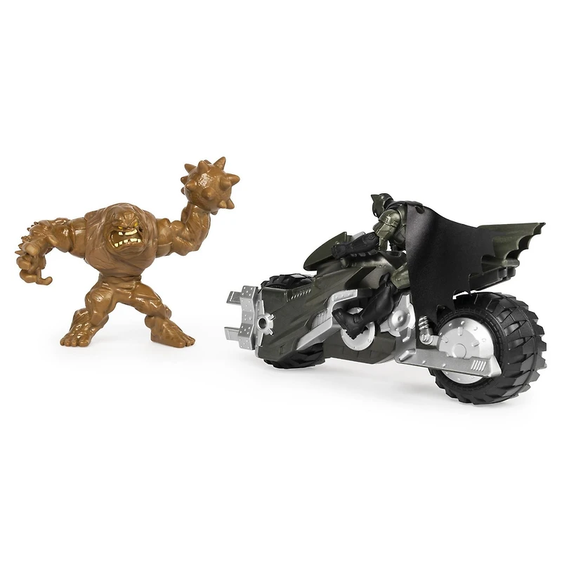 BATMAN, Batcycle Vehicle with Exclusive BATMAN and CLAYFACE 4-Inch Action Figures