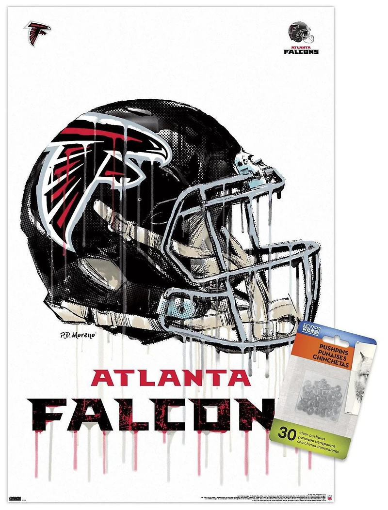 NFL Atlanta Falcons - Drip Helmet 20 Wall Poster, 22.375" x 34"