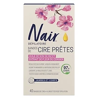 Nair Wax Ready Strips Legs And Body Hair Remover, 40 Strips