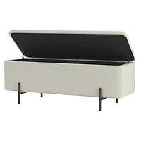 Modern Fabric & Metal Storage Ottoman Bench - White & Black