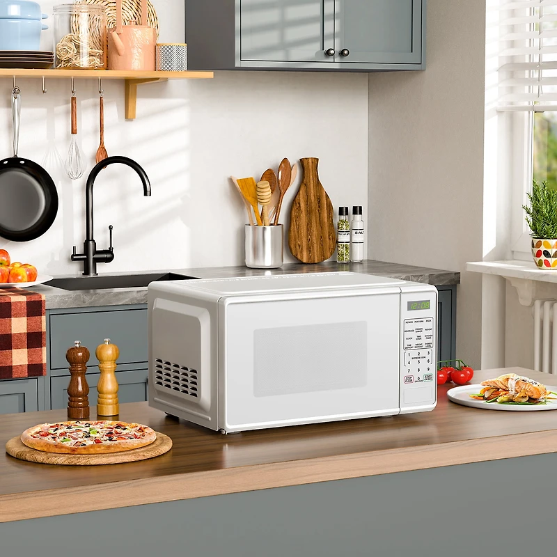 Mainstays Micro-ondes d'0,7 pi³ en, Blanc Noir Serrure de sécurité enfant