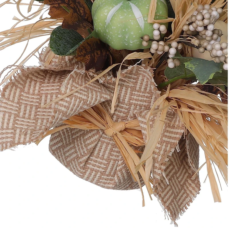BURLAP PUMPKIN, 10'' H HARVEST BURLAP POTTED FLORAL