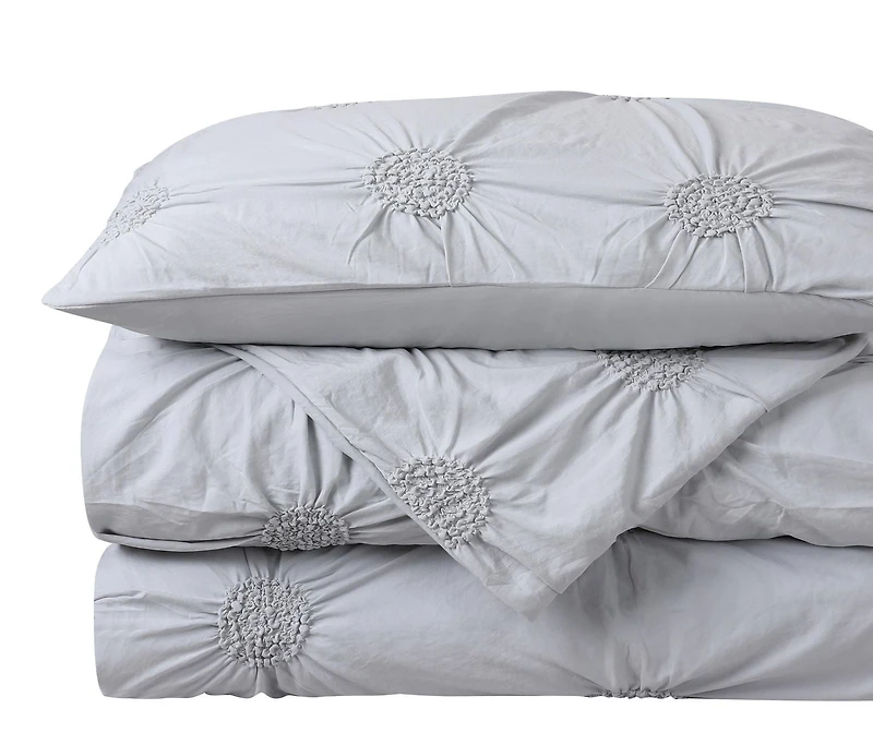 Luxury Floral Ruched High Quality Duvet Cover Set