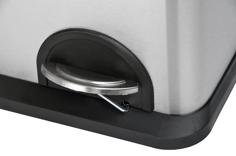 Step N’ Sort poubelle 60 L à 3 compartiments – système de tri cuisine (déchets, recyclage et compost), pédales mains libres, acier inoxydable avec bacs amovibles