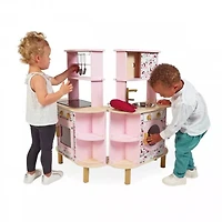Janod Twist Cuisine - Cuisine en Bois Extensible Double Face avec 8 Accessoires - 86 cm de Hauteur - Jeu de Simulation - Pour les Enfants de 3 à 6 Ans