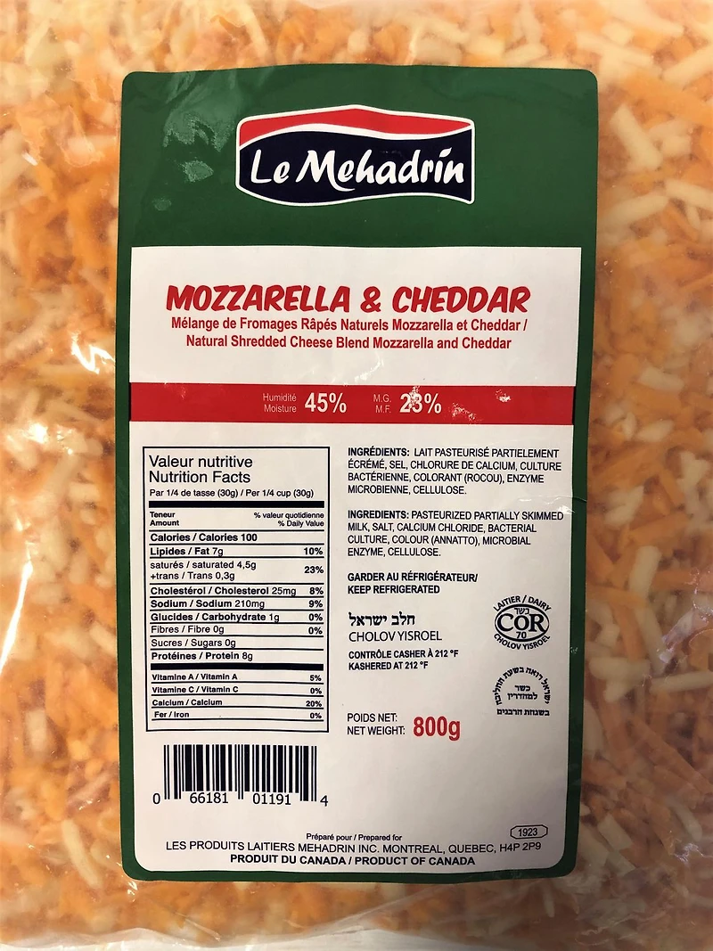 Mozzarella & Cheddar Natural Shredded Cheese Blend Mozzarella and Cheddar
