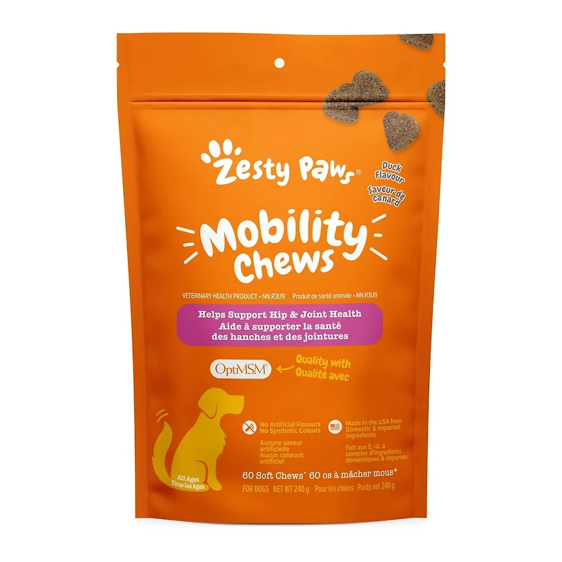 Zesty Paws Mobility Duck Daily Soft Chews Dog Supplement, 60 Soft Chews