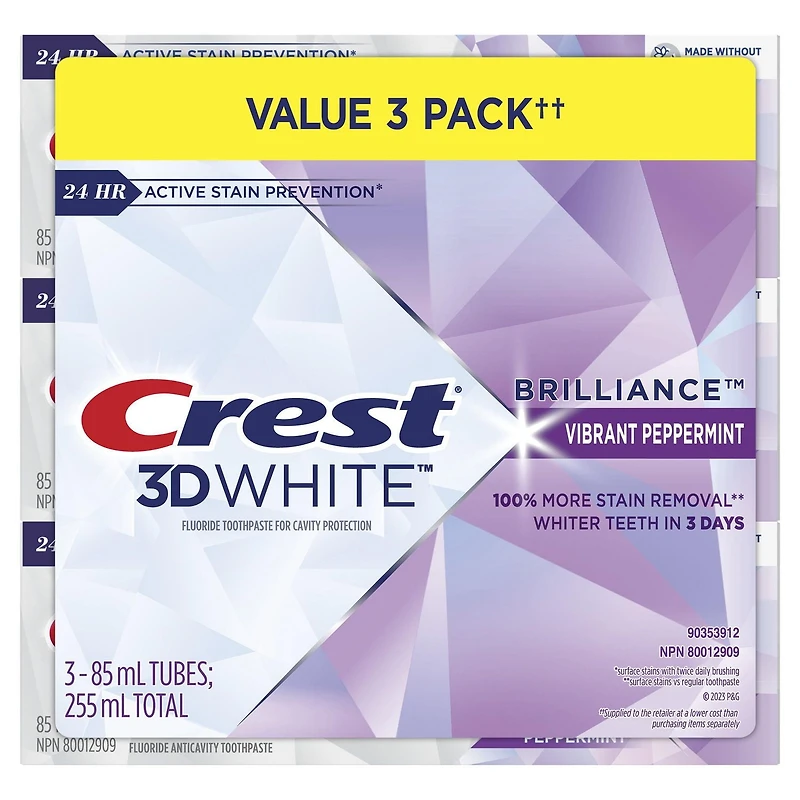 Crest 3D White Brilliance Teeth Whitening Toothpaste, Vibrant Peppermint
