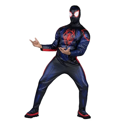 MARVEL'S MILES MORALES QUALUX COSTUME (ADULTE) - Combinaison en jersey de polyester farcie de polyfil et masque en tissu