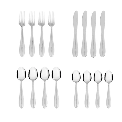 Mainstays Layton 16-Piece Stainless Steel Flatware Set Silver