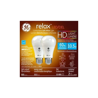 GE 10W HD DEL A19 RELAX 2P