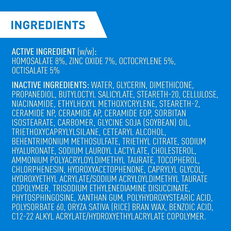 CeraVe Lotion hydratante pour le visage avec SPF 30 pour peaux normales à grasses, à l'acide hyaluronique et à la niacinamide, sans huile, 89ml 89mL