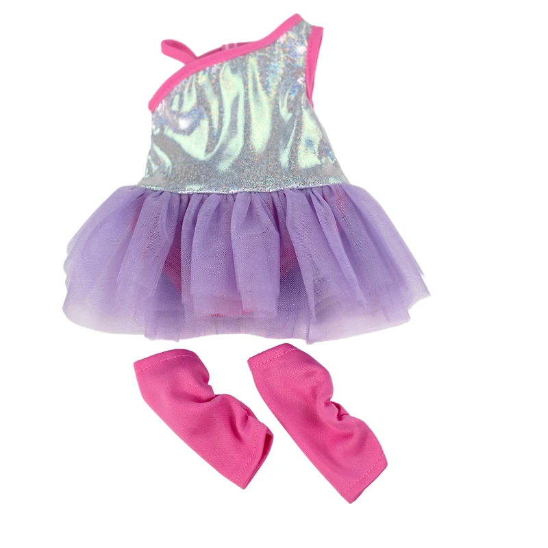 My Life As Ballerina Fashion Set for 18-inch Doll, 3 Pieces Included, Silver with Pink and Purple