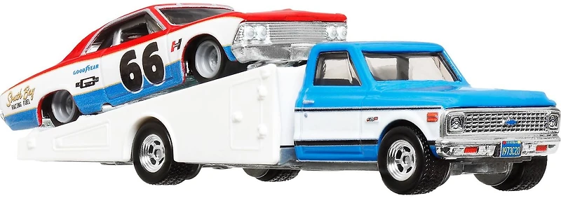 Hot Wheels Team Transport Truck & Race Car, Gift for Racing Collectors