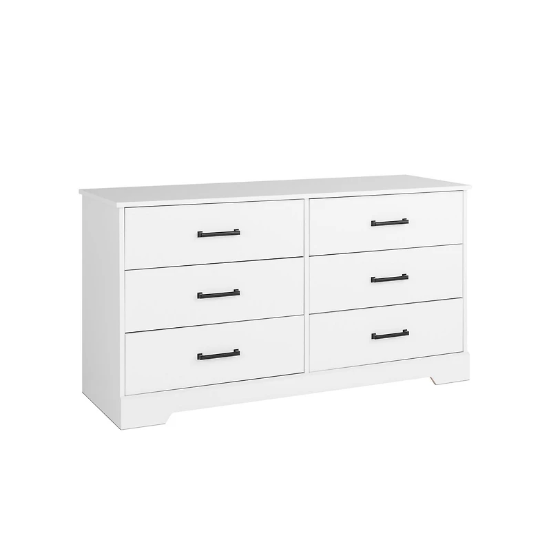Prepac Rustic Ridge White 6-Drawer Dresser, 18.25"D x 53.25"W x 28.5"H