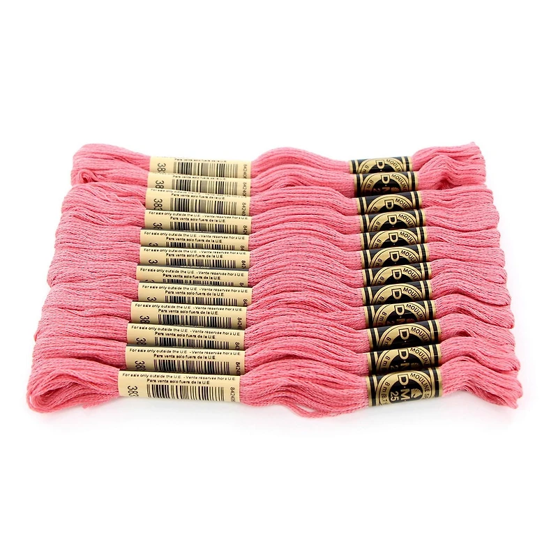DMC Fil à broder en coton, 6 brins, écheveau de 8 m — rose, fabriqué en France (Art. 117)
