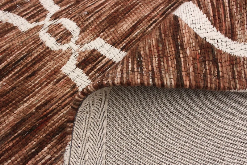 ECARPETGALLERY 5'1" x 6'10" Contemporary Collage Handmade Area Rug for Living Room, Dining Room and Bedroom in Brown