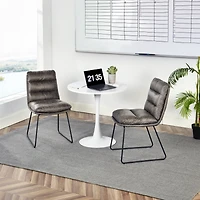 Homy Casa Set of 2 Armless Upholstered Office Side Chairs with Faux Leather for Home Workspace, Grey