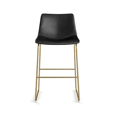 Plata Import Landon Stool in Black with Gold Legs