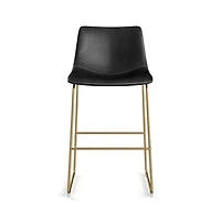 Plata Import Landon Stool in Black with Gold Legs