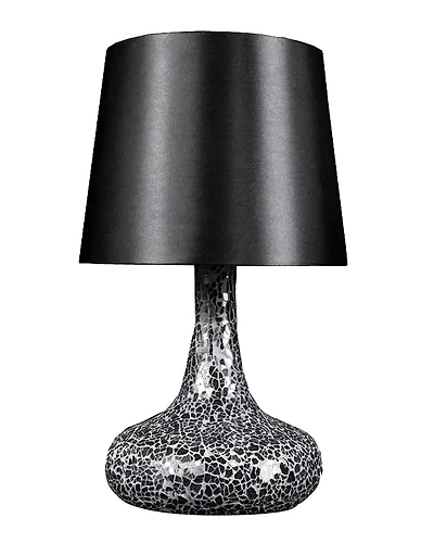 Simple Designs Mosaic Tiled Glass Genie Table Lamp with Fabric Shade
