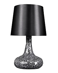 Simple Designs Mosaic Tiled Glass Genie Table Lamp with Fabric Shade