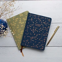 Carnet Think Ink à couverture rigide en tissu vert avec paillettes dorées – 13,3 x 18,4 cm, 160 pages, idéal pour les adolescents et les adultes à la maison, à l'école ou au travail