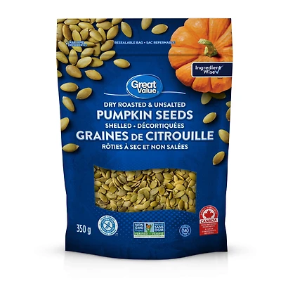 Graines De Citrouille Rôties À Sec Et Non Salées Great Value