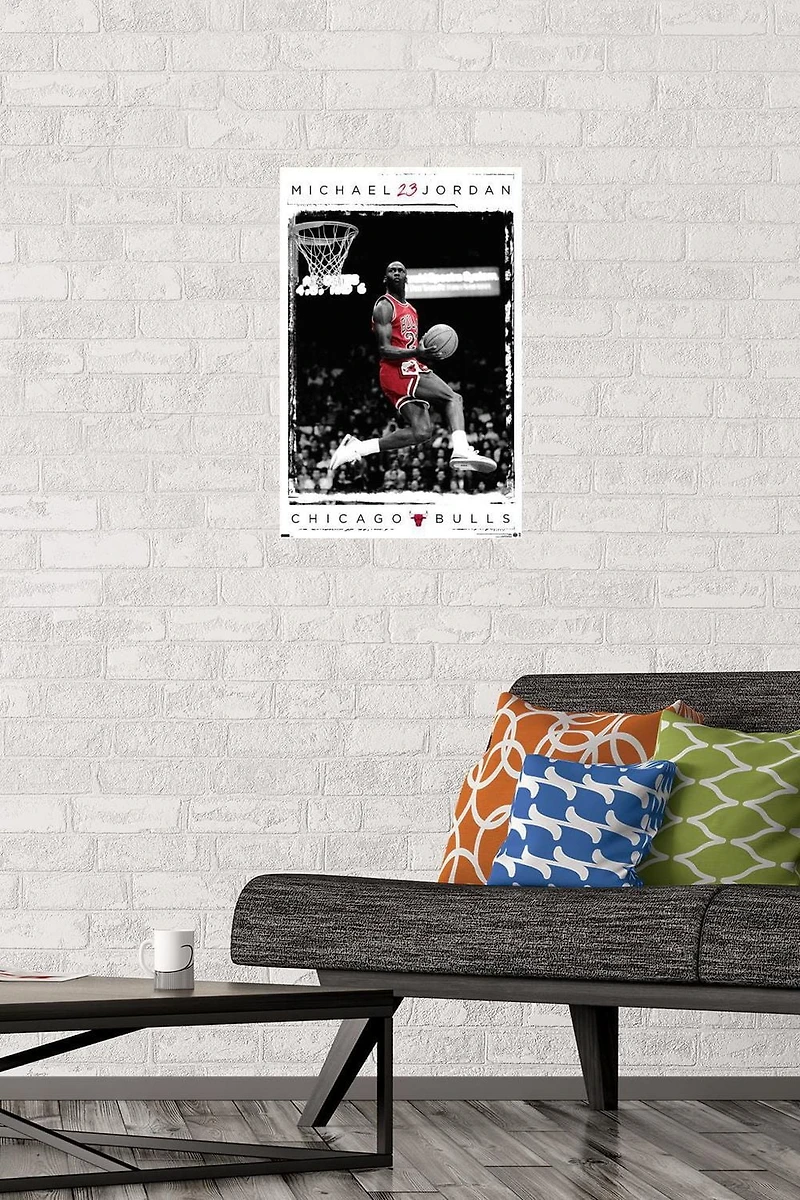 Michael Jordan - Dunk Wall Poster, 14.725" x 22.375" Framed