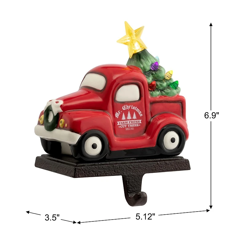 Mr. Christmas Nostalgic Cintre en céramique pour camion allumé Rouge