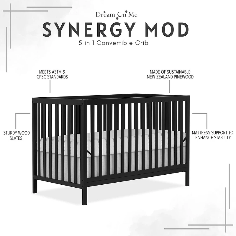Dream On Me Synergy MOD Crib, Made with Sustainable New Zealand Pinewood