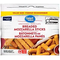 Bâtonnets de mozzarella panés congelé Great Value 750 g