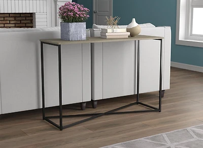 Safdie & Co. Table Console 44L Taupe Foncé Metal Noir X
