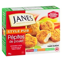 Pépites d’escalopettes de poulet panées de style pub Janes 700g