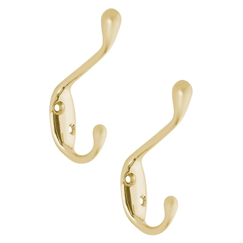 Era Double Hook 2-Pack Gold, 3.25 x 0.75 x 2.25 in.