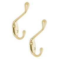 Era Double Hook 2-Pack Gold, 3.25 x 0.75 x 2.25 in.