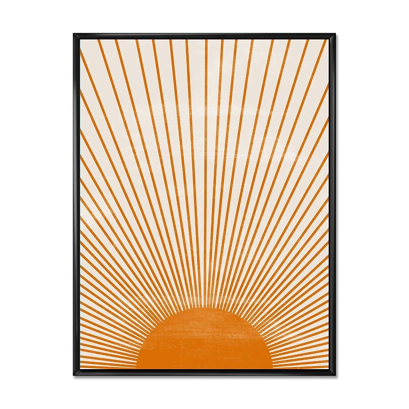 Designart Imprimé soleil orange III ART MURAL À CADRE FLOTTÉ