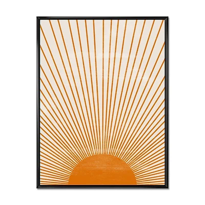 Designart Imprimé soleil orange III ART MURAL À CADRE FLOTTÉ