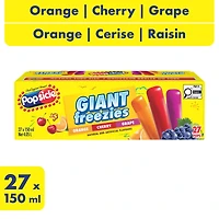Popsicle Giant Freezies - Orange, Cherry, Grape - 27 x 150 ml, 27 x 150 ml